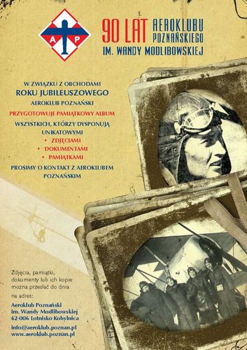 Ogoszenie w sprawie dokumentacji fotograficznej z okazji 90 lat Aeroklubu Poznaskiego